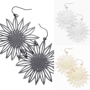 Sunflower Earrings Gold Silver or  Black